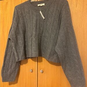 Madewell Gray Crew Neck Cropped Sweater